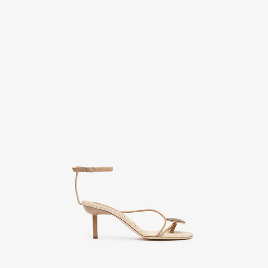 Image of Heels. Product name - Doma Stoned Raffia Heel in Eye colour by brand - Christopher Esber