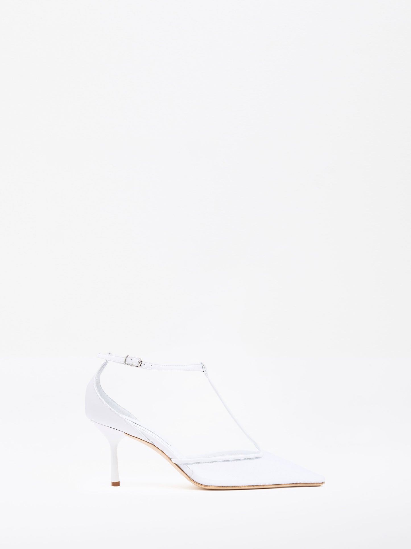 Image of Shoes. Productname: Christopher Esber T-Bar Vapour Heel in White colour by brand - Christopher Esber