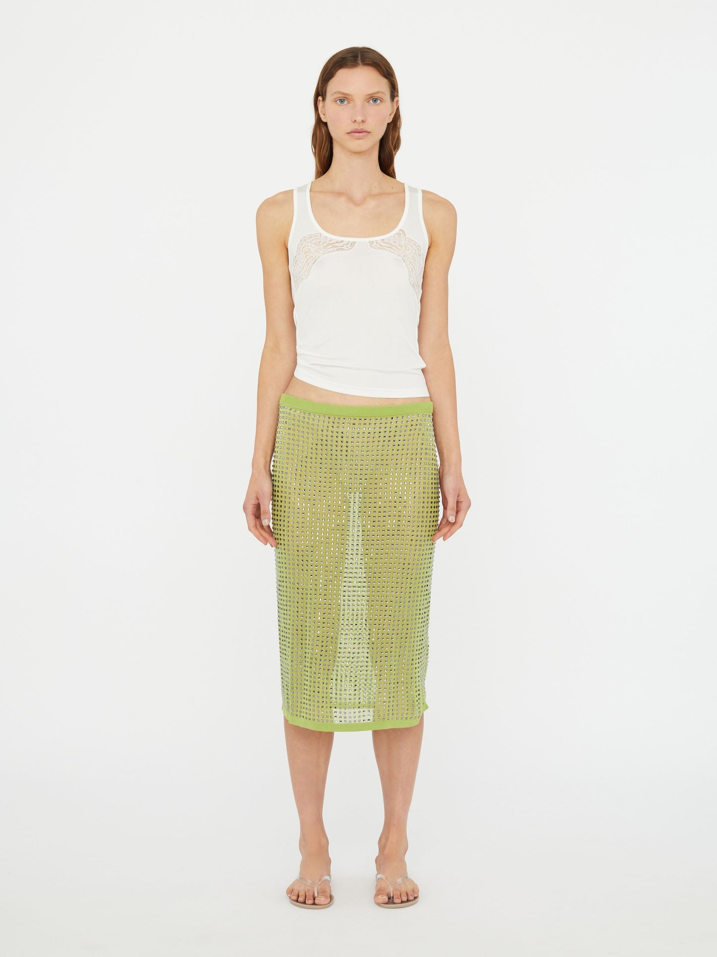 Image of a model wearing Skirts. Productname: Christopher Esber Cirrus Straight Skirt in Skirt colour by brand - Christopher Esber
