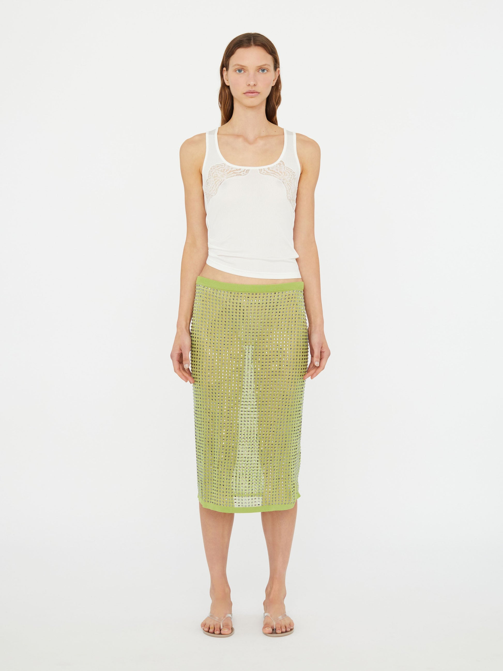 Image of a model wearing Skirts. Productname: Christopher Esber Cirrus Straight Skirt in Skirt colour by brand - Christopher Esber