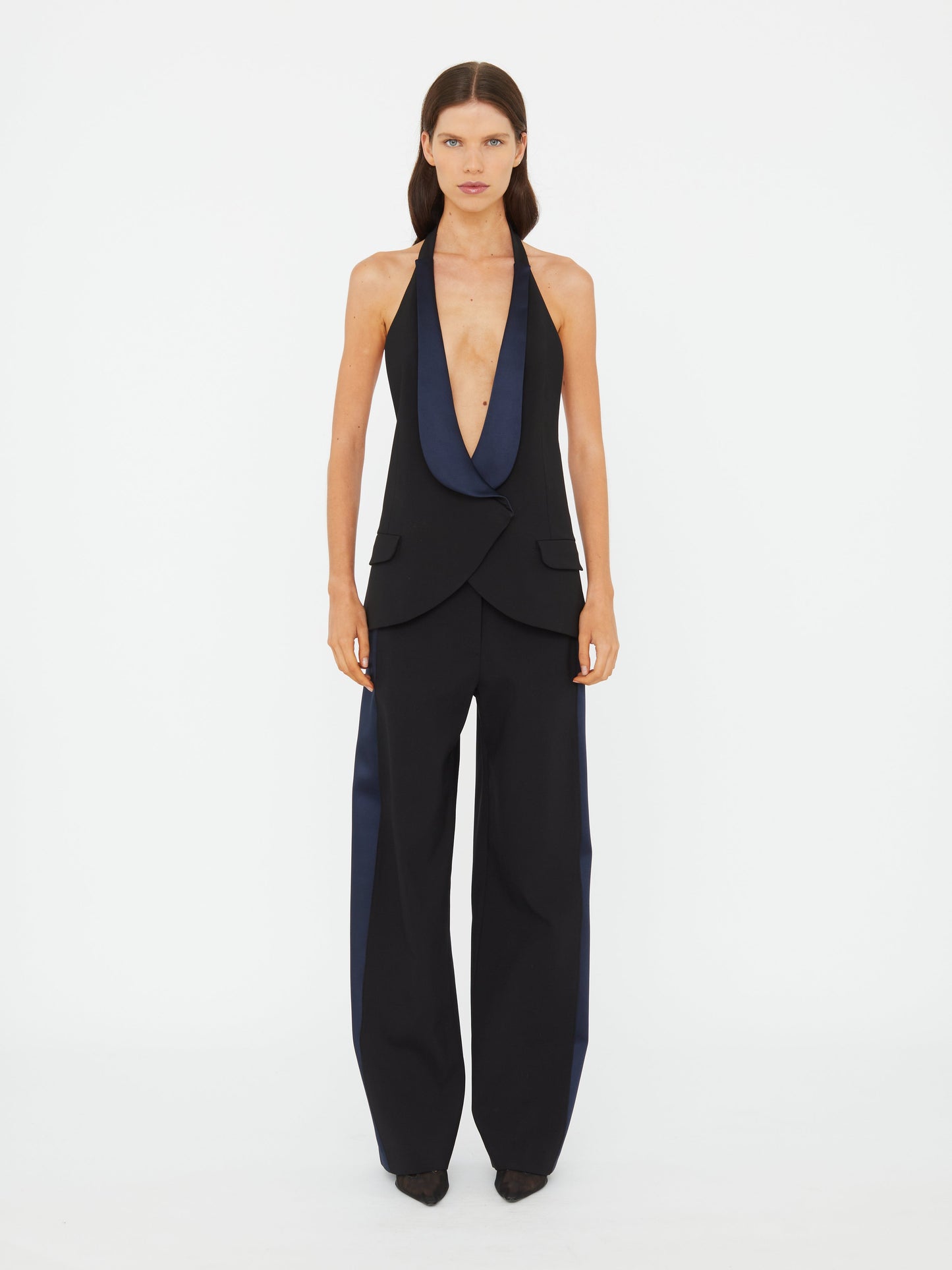 Christopher Esber Tuxedo Contrast Wool Vest (Ink)