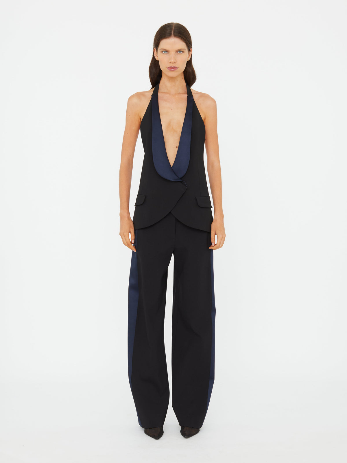 Christopher Esber Tuxedo Contrast Wool Vest (Ink)