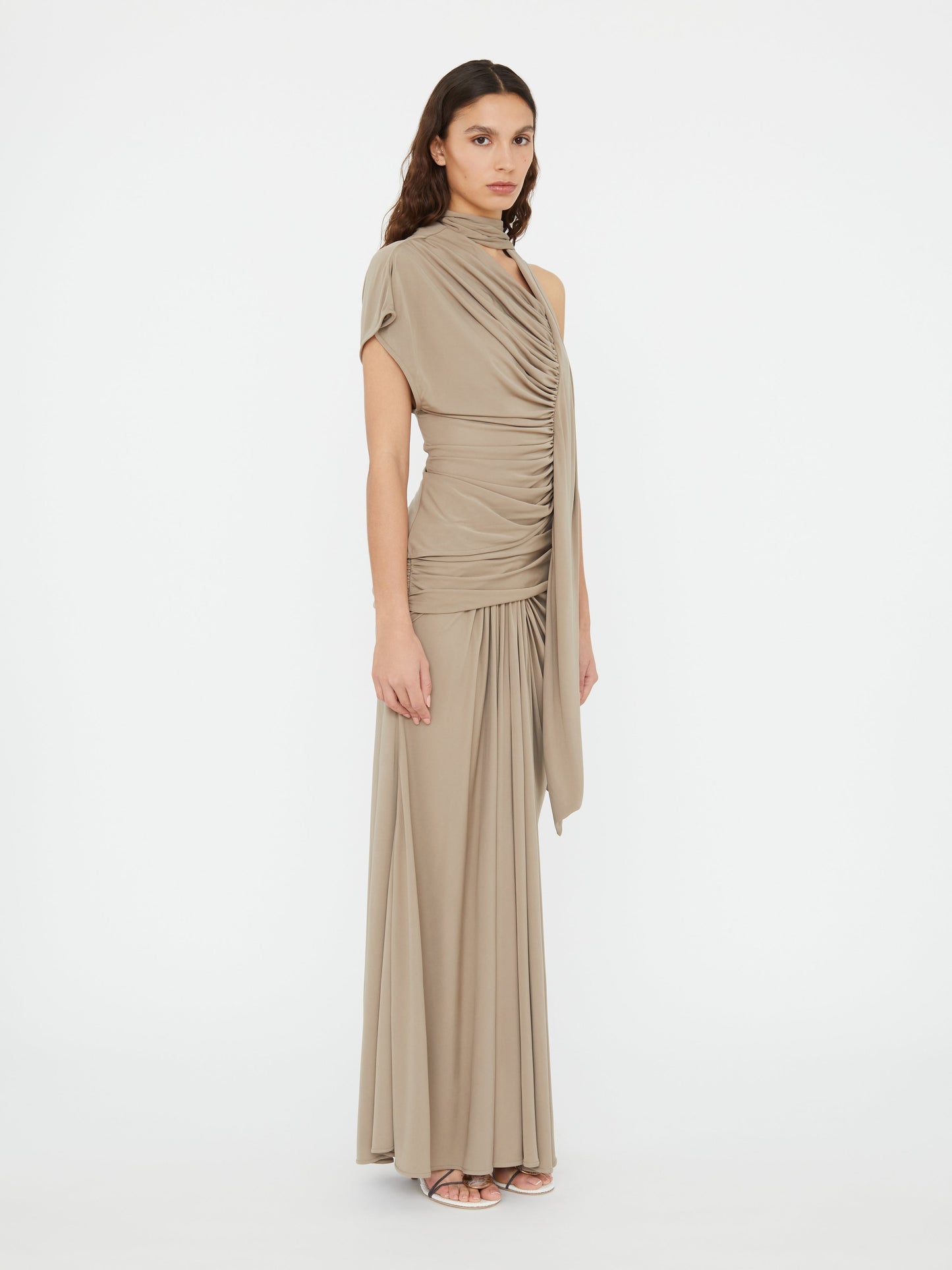 Christopher Esber Aiba Draped Jersey Skirt (Clay)