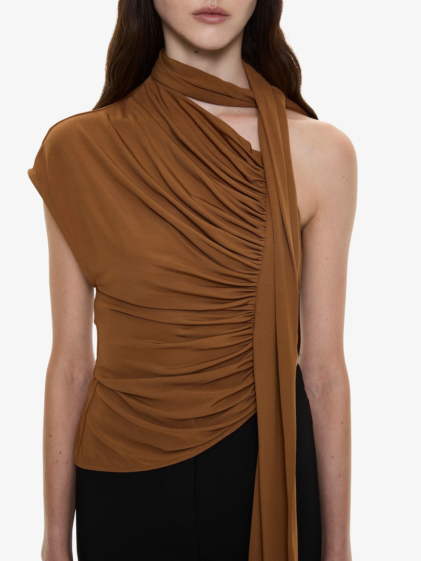CHRISTOPHER ESBER Vienna Jersey Scarf Top (Cognac)