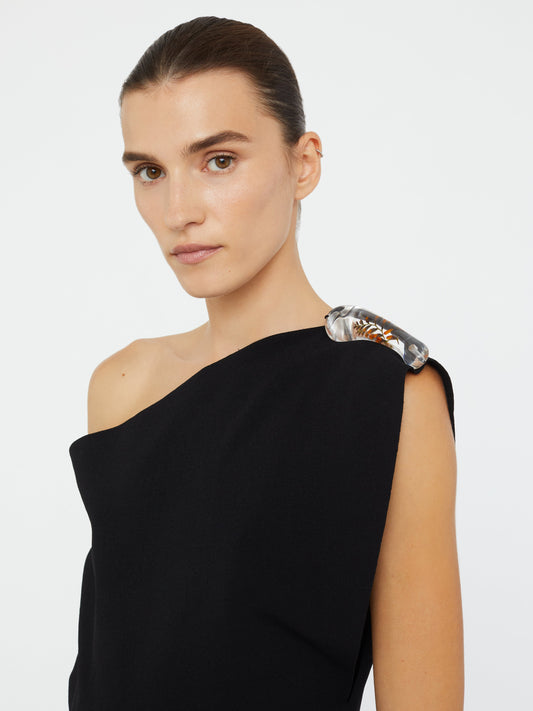 Christopher Esber Encased Nature Resin Knit Shoulder Top (Black)