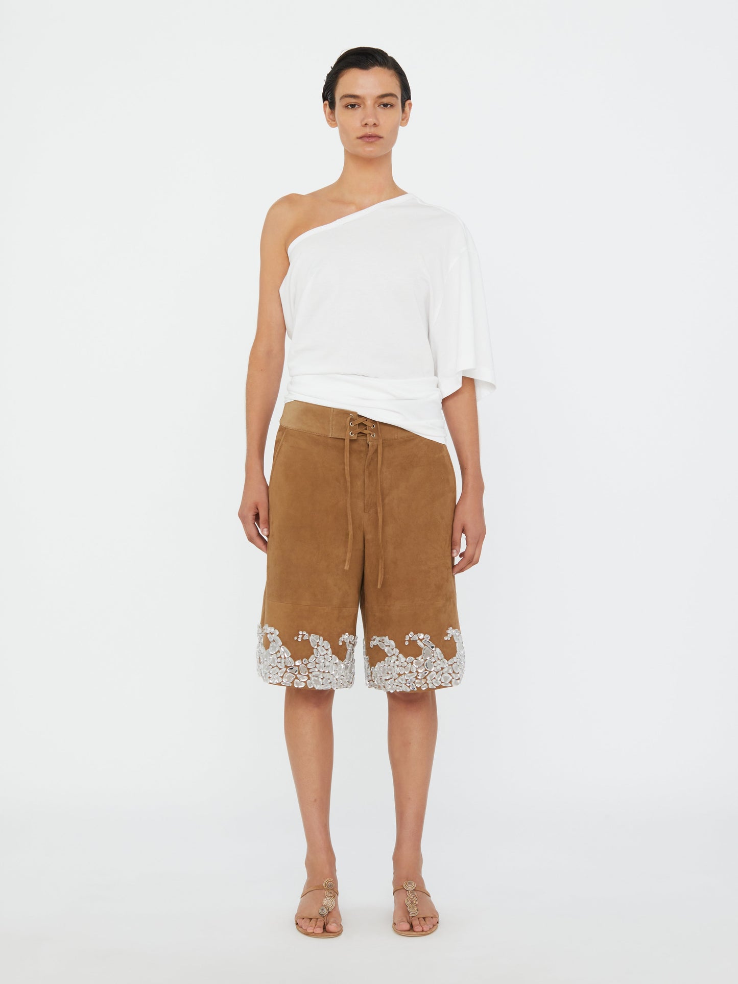 Christopher Esber One Shoulder Draped Tee (White)