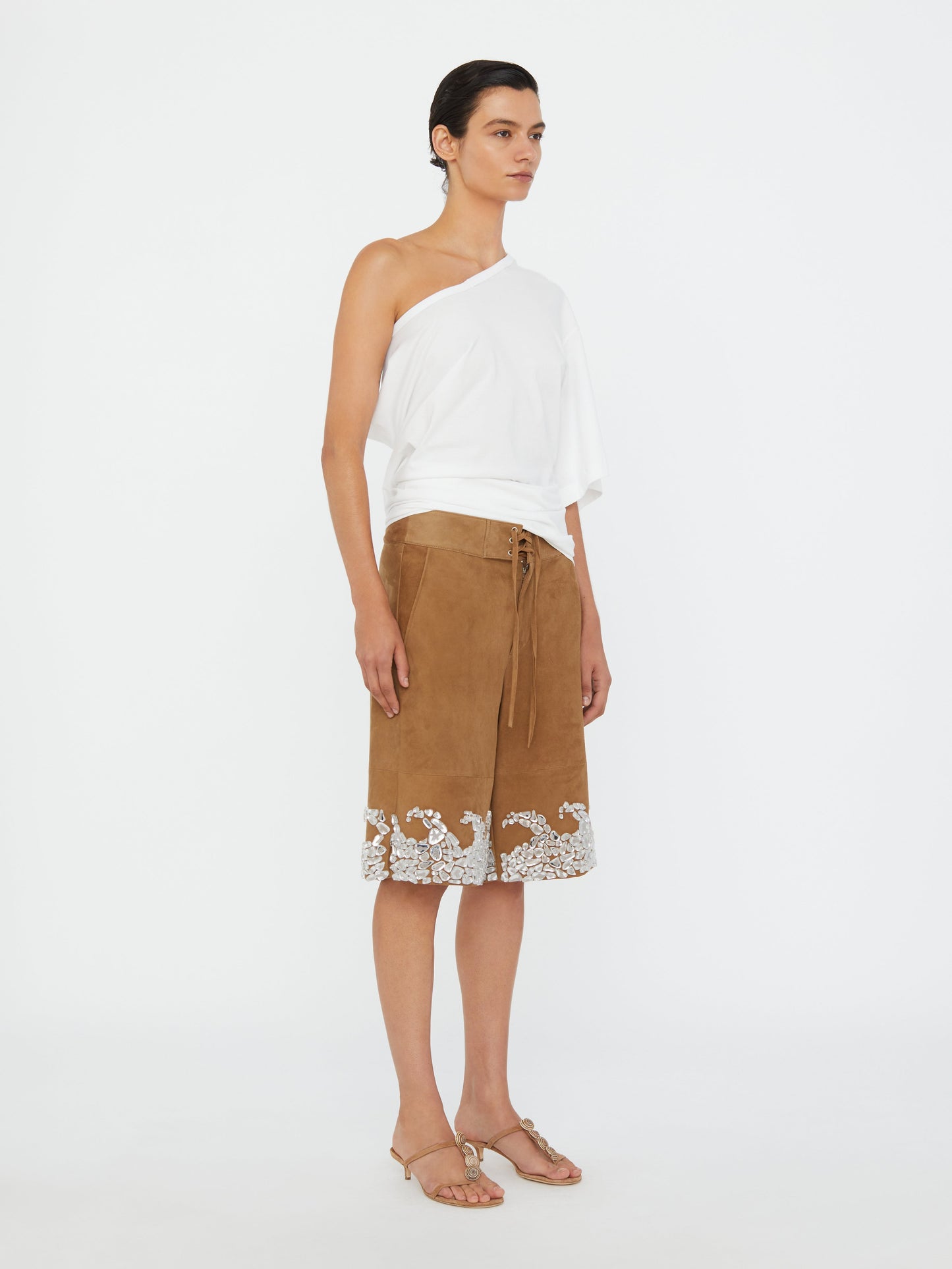 Christopher Esber One Shoulder Draped Tee (White)