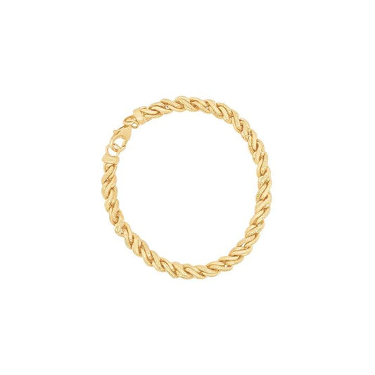 Image of Bracelets. Productname: 9kt Yellow Gold Silver Infused 19cm Diamond Cut Twist Bracelet in Gold colour by brand - Bevilles