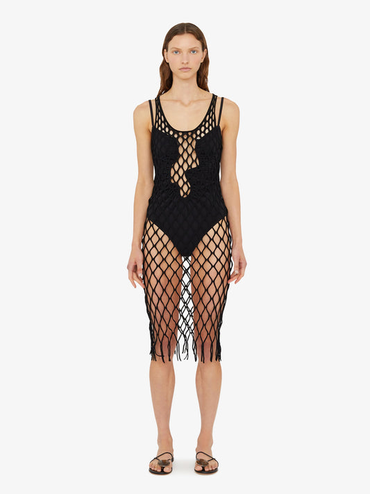 Image of Dresses. Product name - Knitted Mesh Tank Dress in Black colour by brand - Christopher Esber