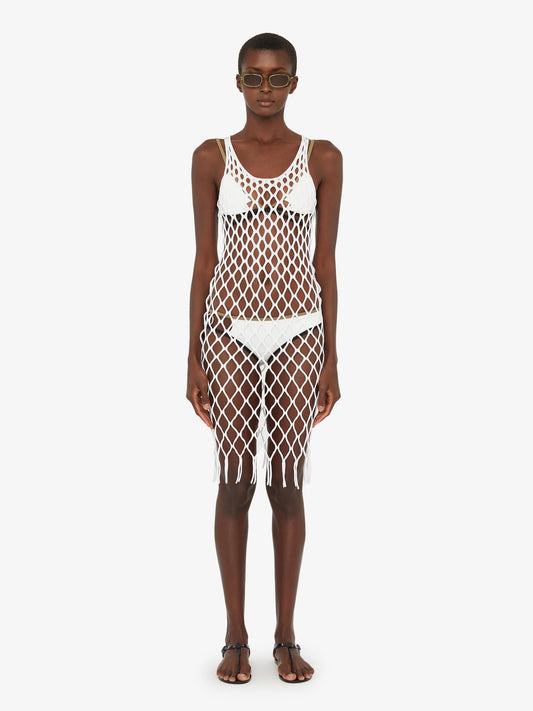 Image of Dresses. Product name - Knitted Mesh Tank Dress in White colour by brand - Christopher Esber