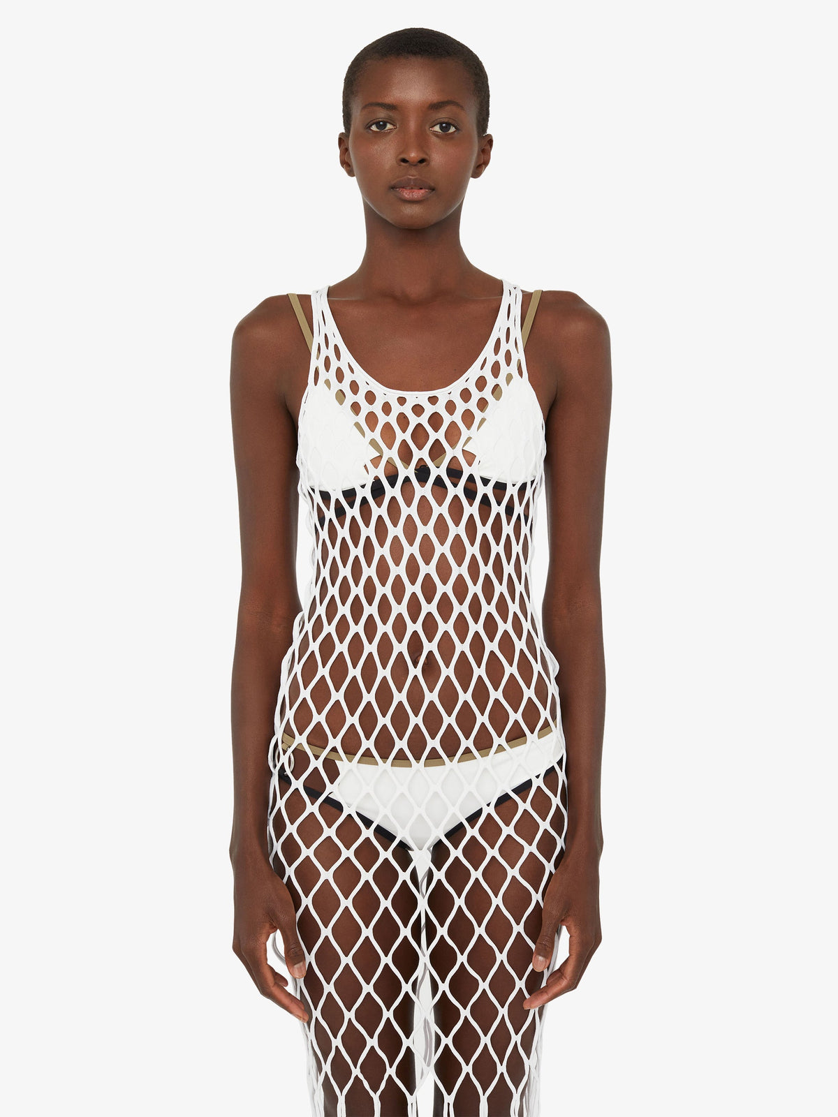 Christopher Esber Knitted Mesh Tank Dress (White)