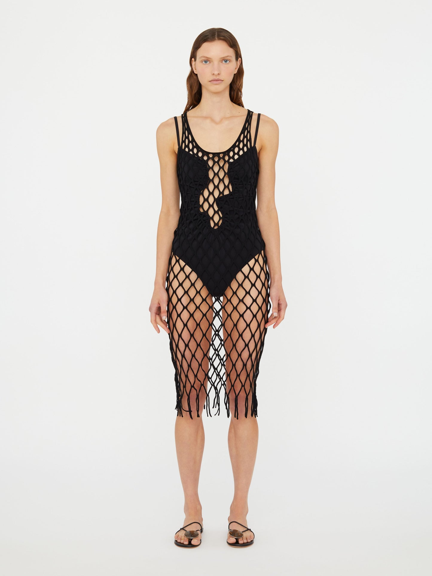 Image of Dresses. Productname: Christopher Esber Knitted Mesh Tank Dress in Black colour by brand - Christopher Esber