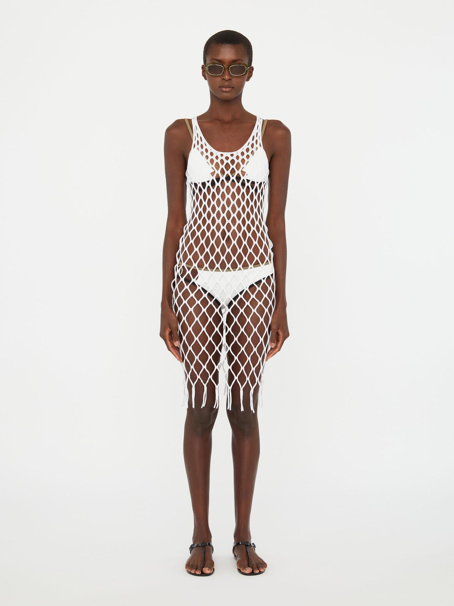Image of Dresses. Productname: Christopher Esber Knitted Mesh Tank Dress in White colour by brand - Christopher Esber