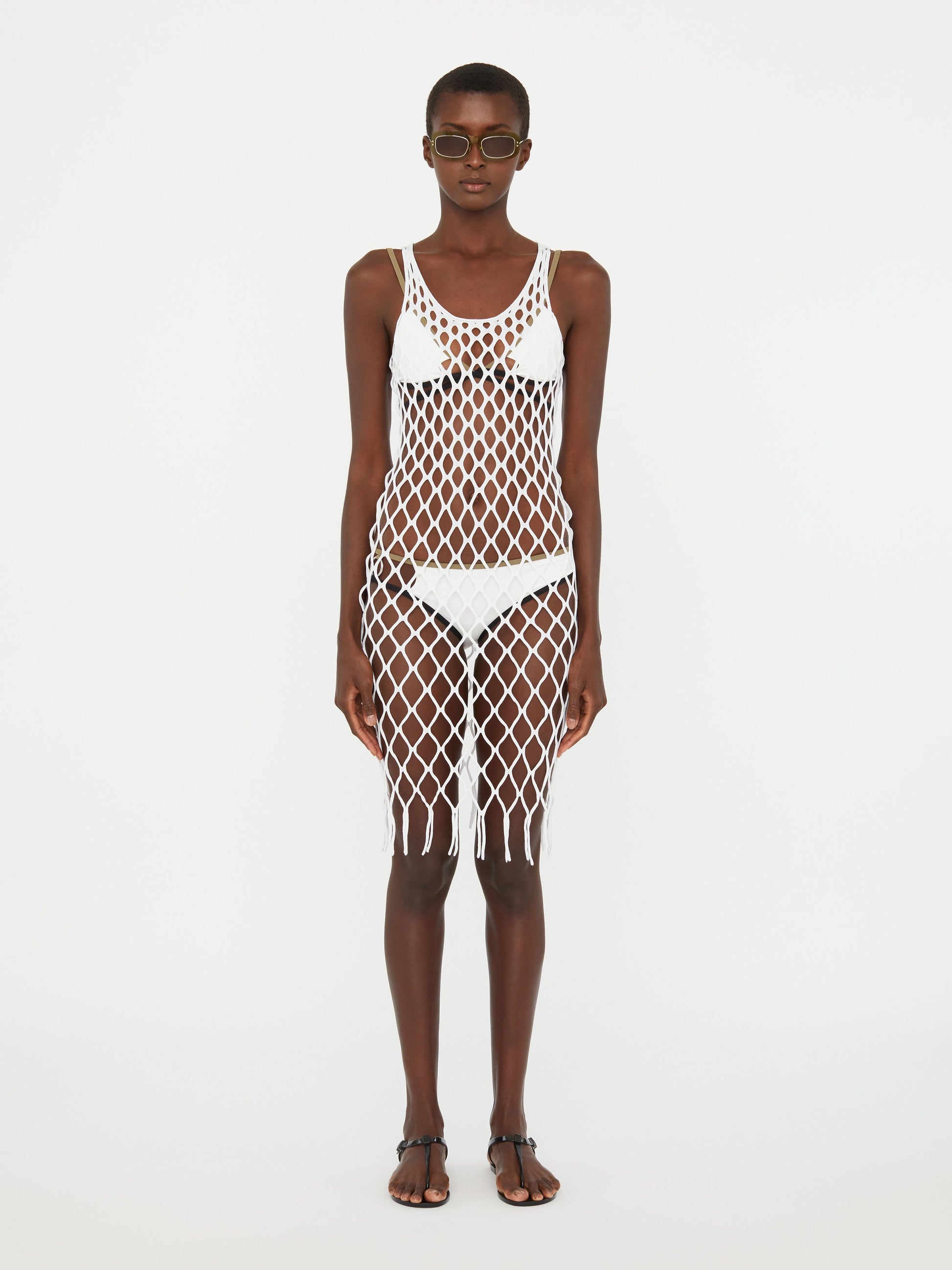 Image of Dresses. Productname: Christopher Esber Knitted Mesh Tank Dress in White colour by brand - Christopher Esber
