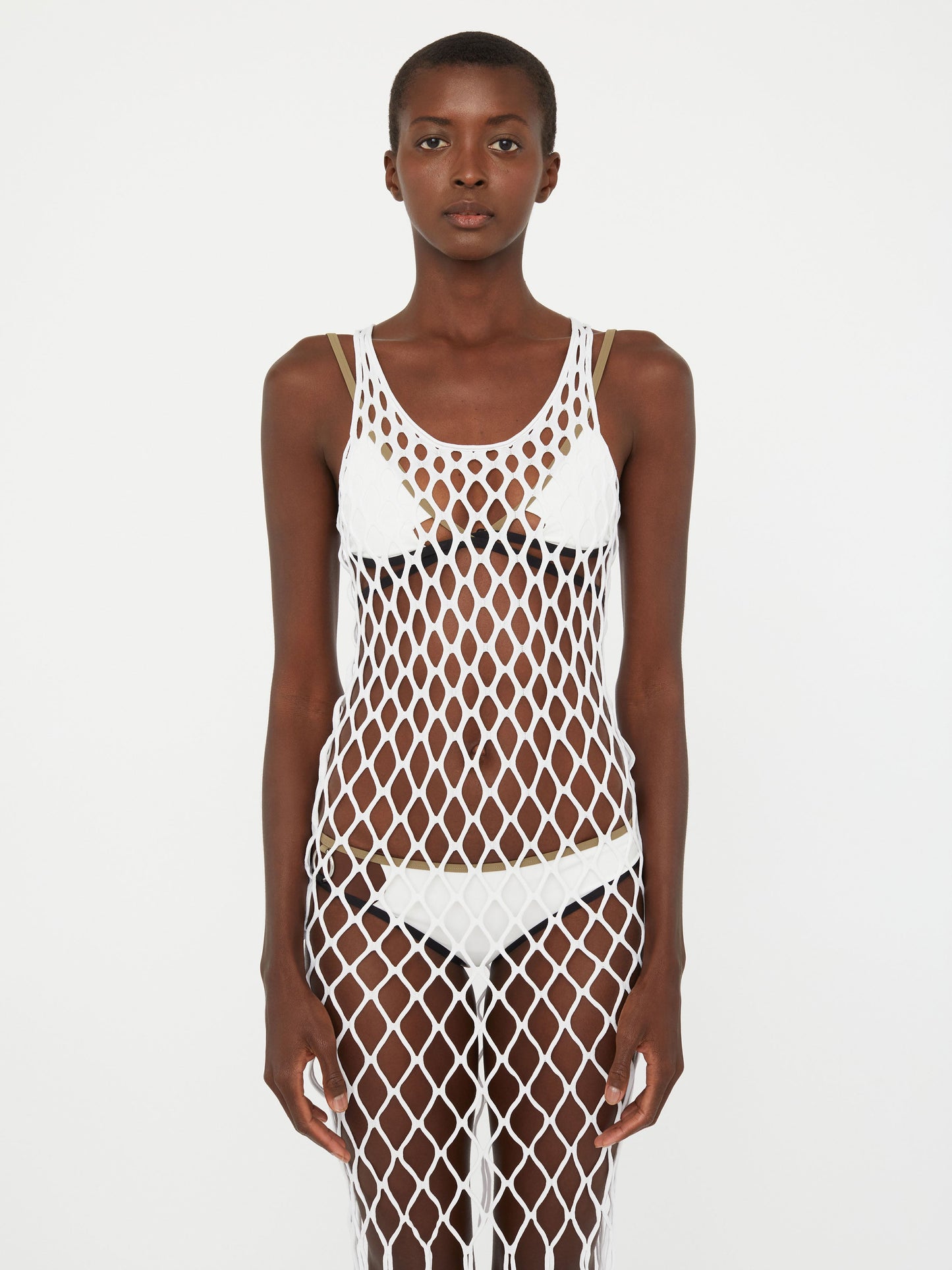 Christopher Esber Knitted Mesh Tank Dress (White)