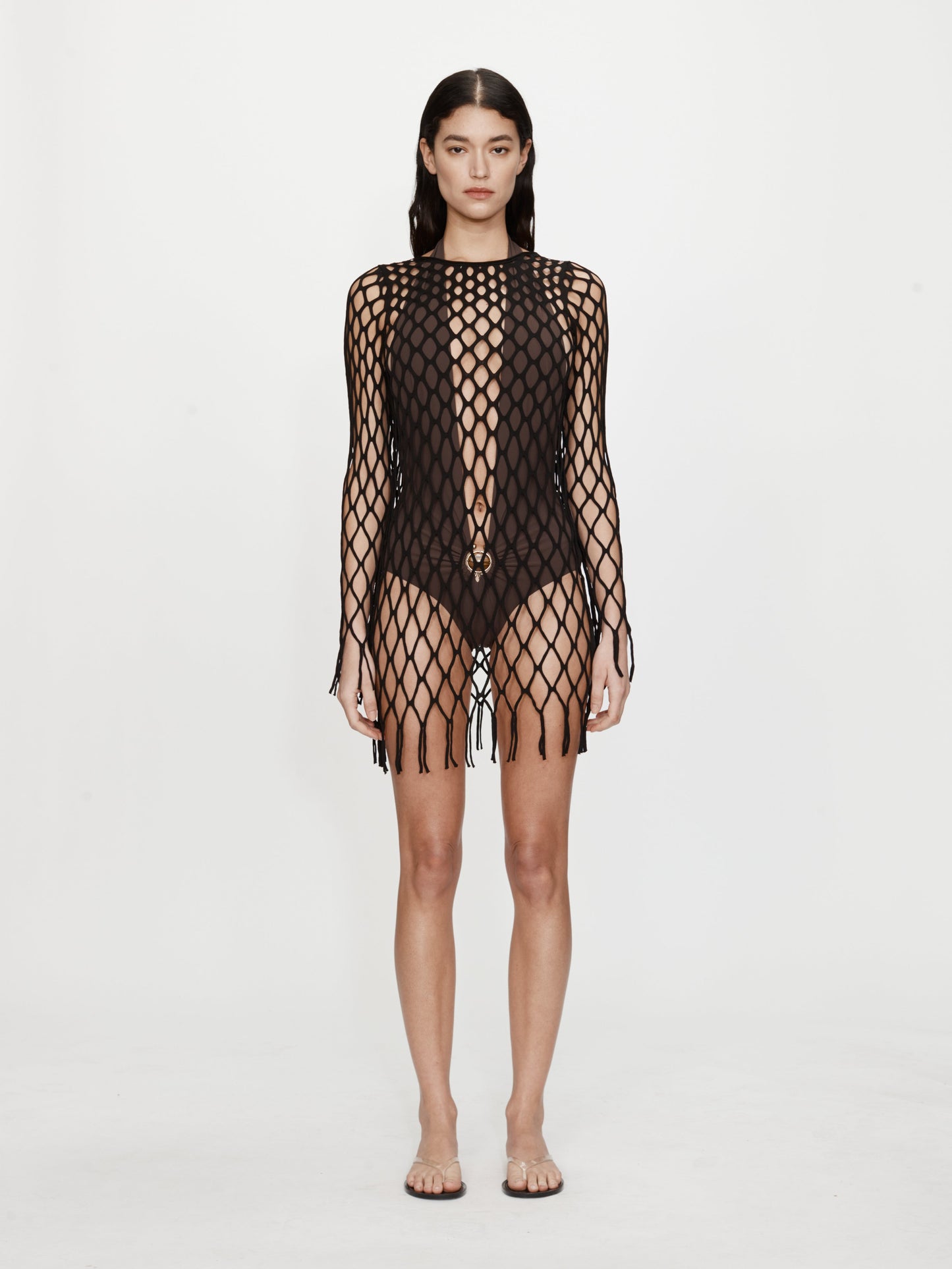 Image of Dresses. Productname: CHRISTOPHER ESBER Knitted Mesh Mini Dress in Umber colour by brand - CHRISTOPHER ESBER