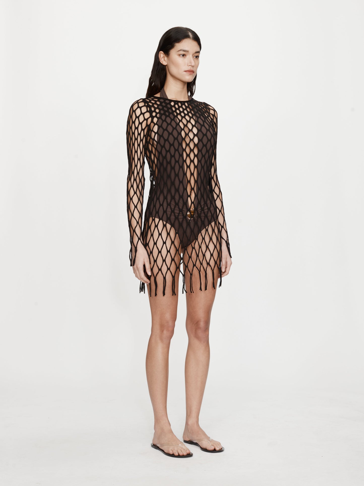 CHRISTOPHER ESBER Knitted Mesh Mini Dress (Umber)