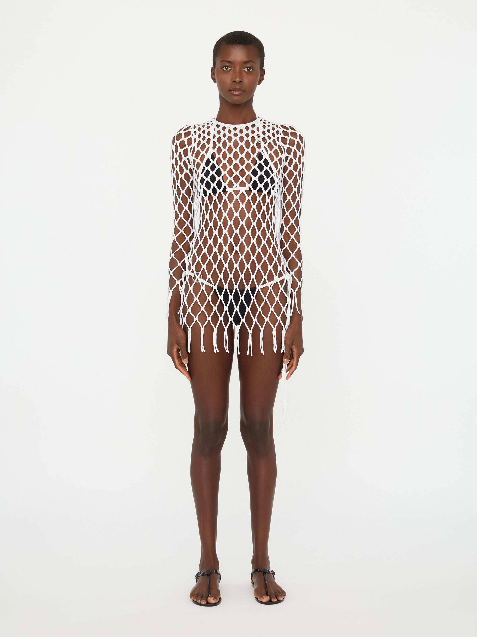 Image of Dresses. Productname: Christopher Esber Knitted Mesh Mini Dress in White colour by brand - Christopher Esber