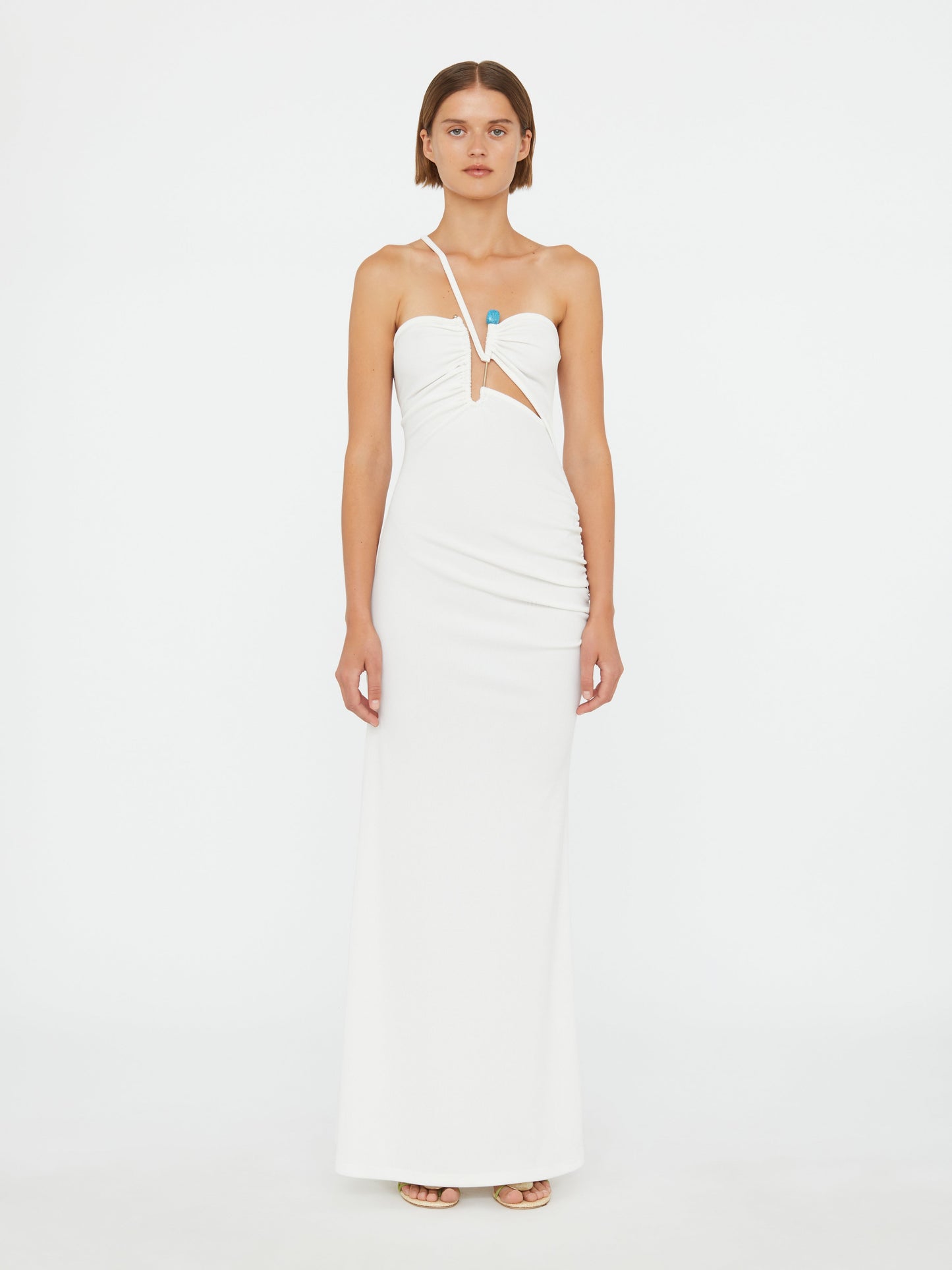 Image of Dresses. Productname: Christopher Esber Crystal Pin Cutaway Cami Dress in White colour by brand - Christopher Esber