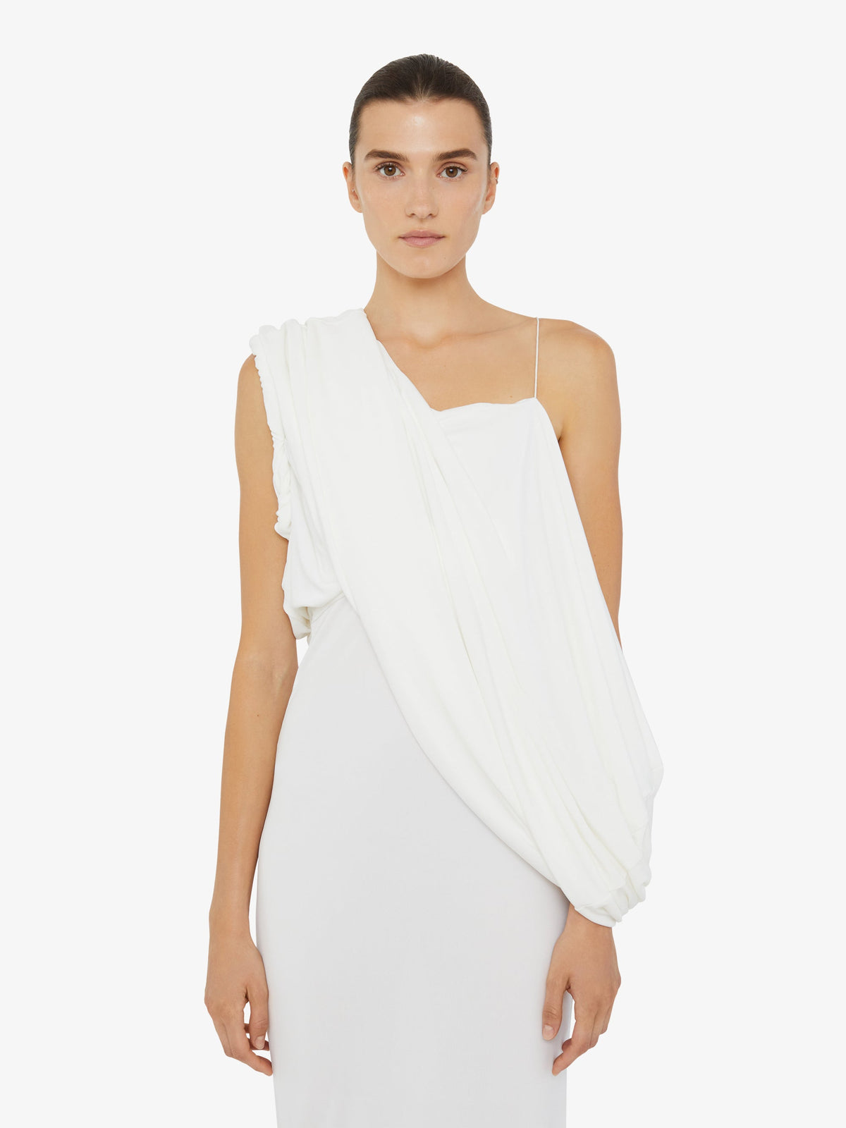 Christopher Esber Aiba Draped Jersey Tee Dress (White)