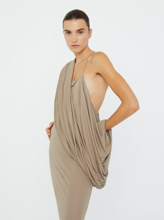 Christopher Esber Aiba Draped Jersey Tee Dress (Clay)
