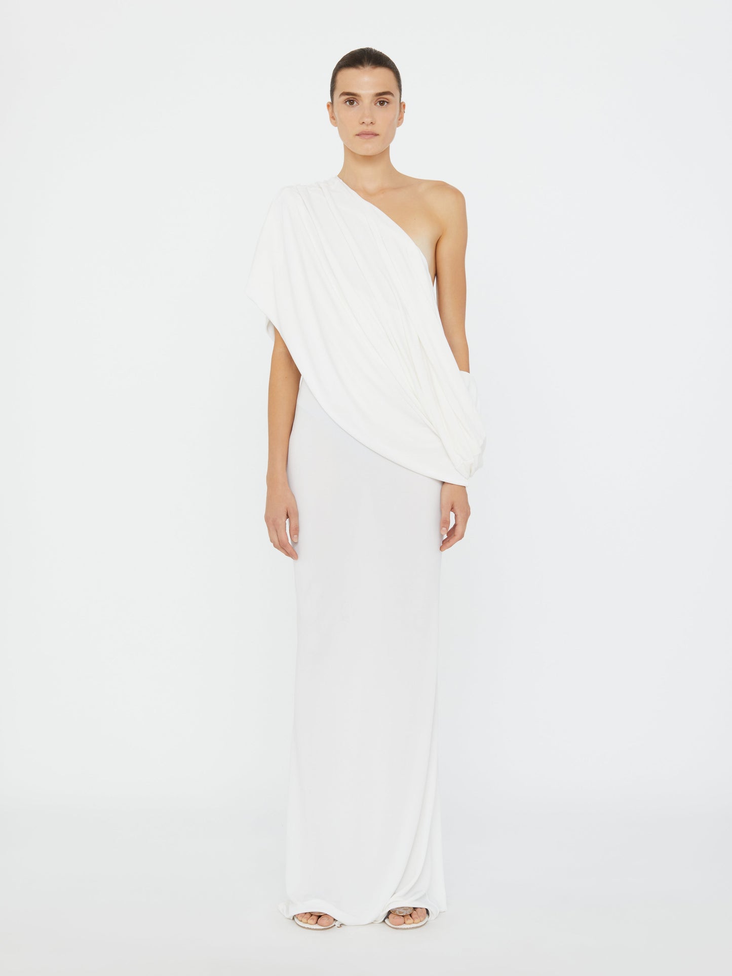 Christopher Esber Aiba Draped Jersey Tee Dress (White)