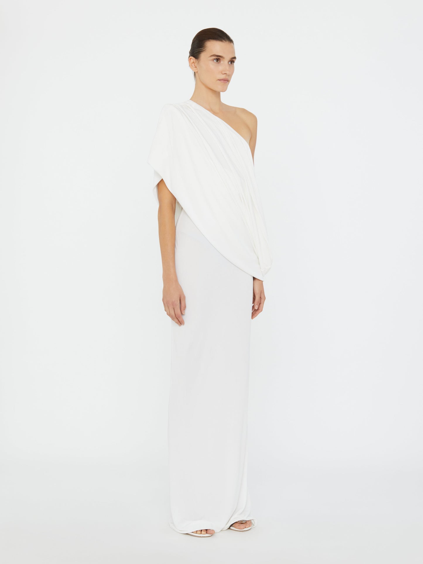 Christopher Esber Aiba Draped Jersey Tee Dress (White)