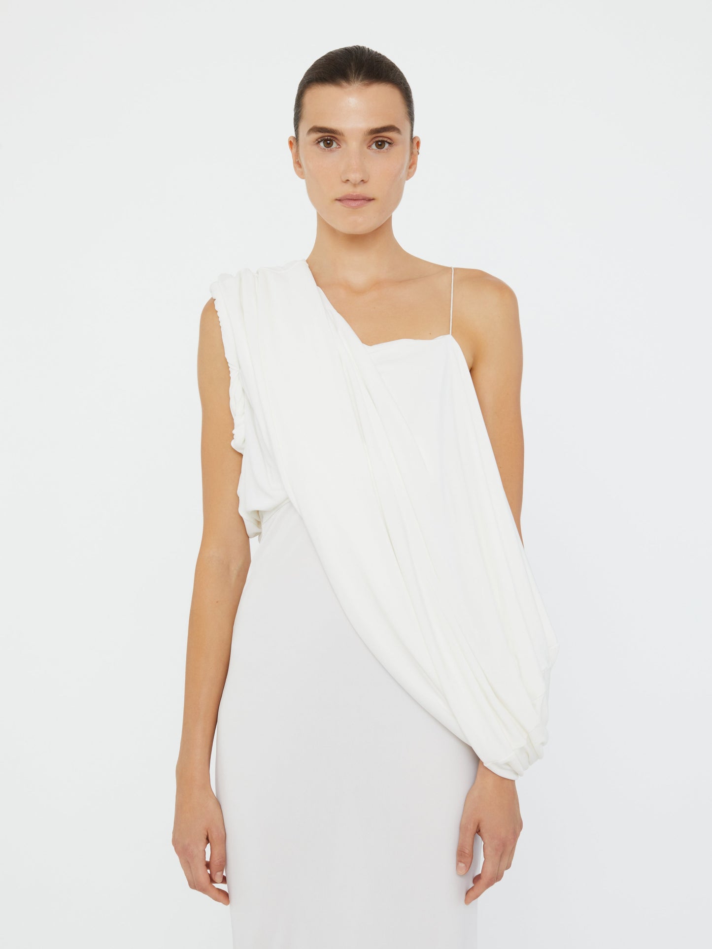 Christopher Esber Aiba Draped Jersey Tee Dress (White)