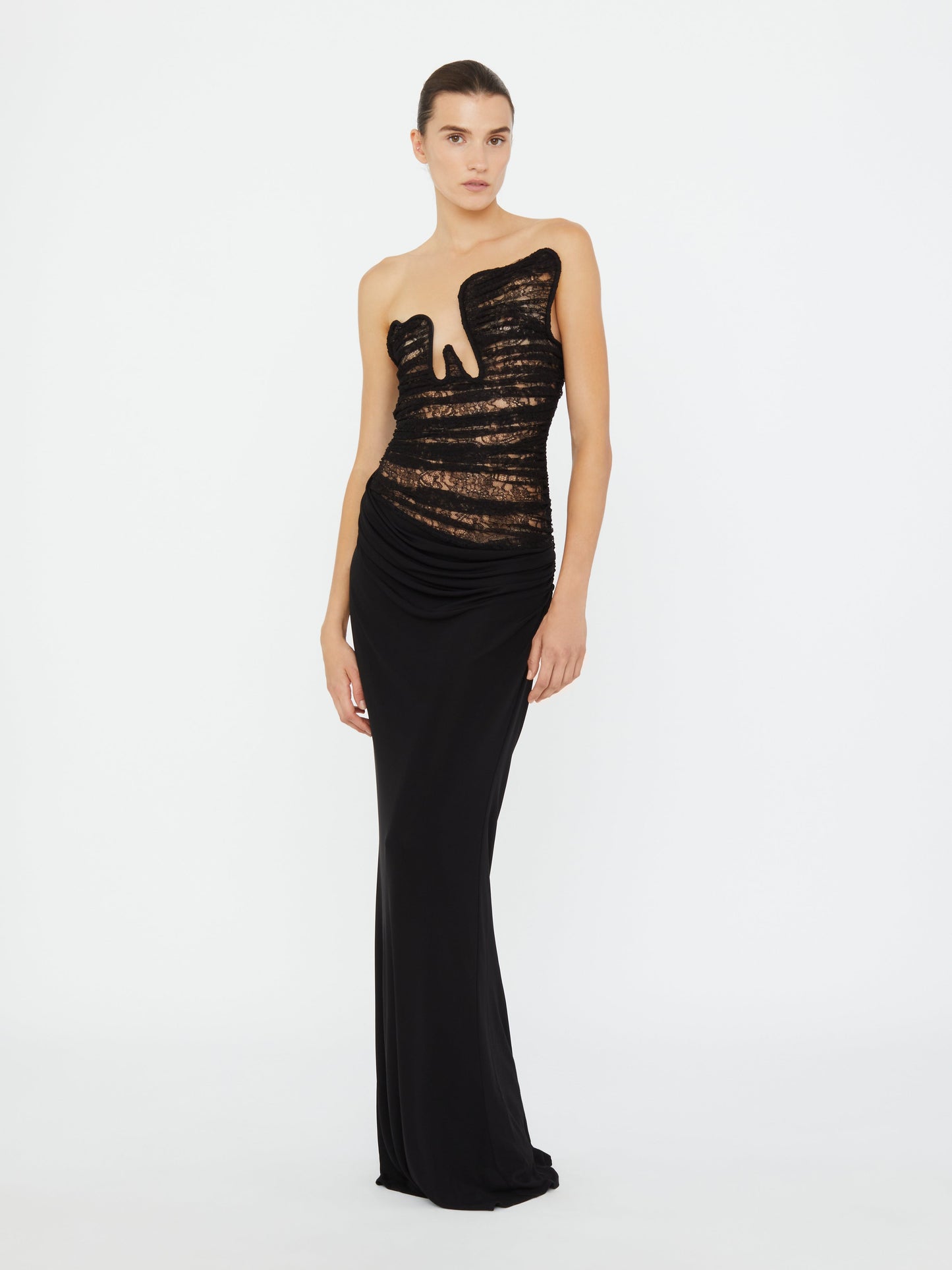 Image of Dresses. Productname: Christopher Esber Salacia Lace Gown in Black colour by brand - Christopher Esber
