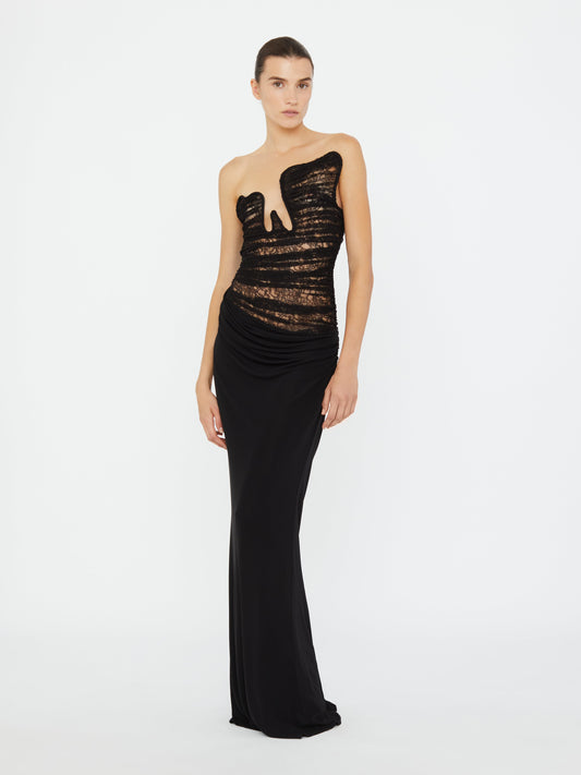 Image of Dresses. Productname: Christopher Esber Salacia Lace Gown in Black colour by brand - Christopher Esber