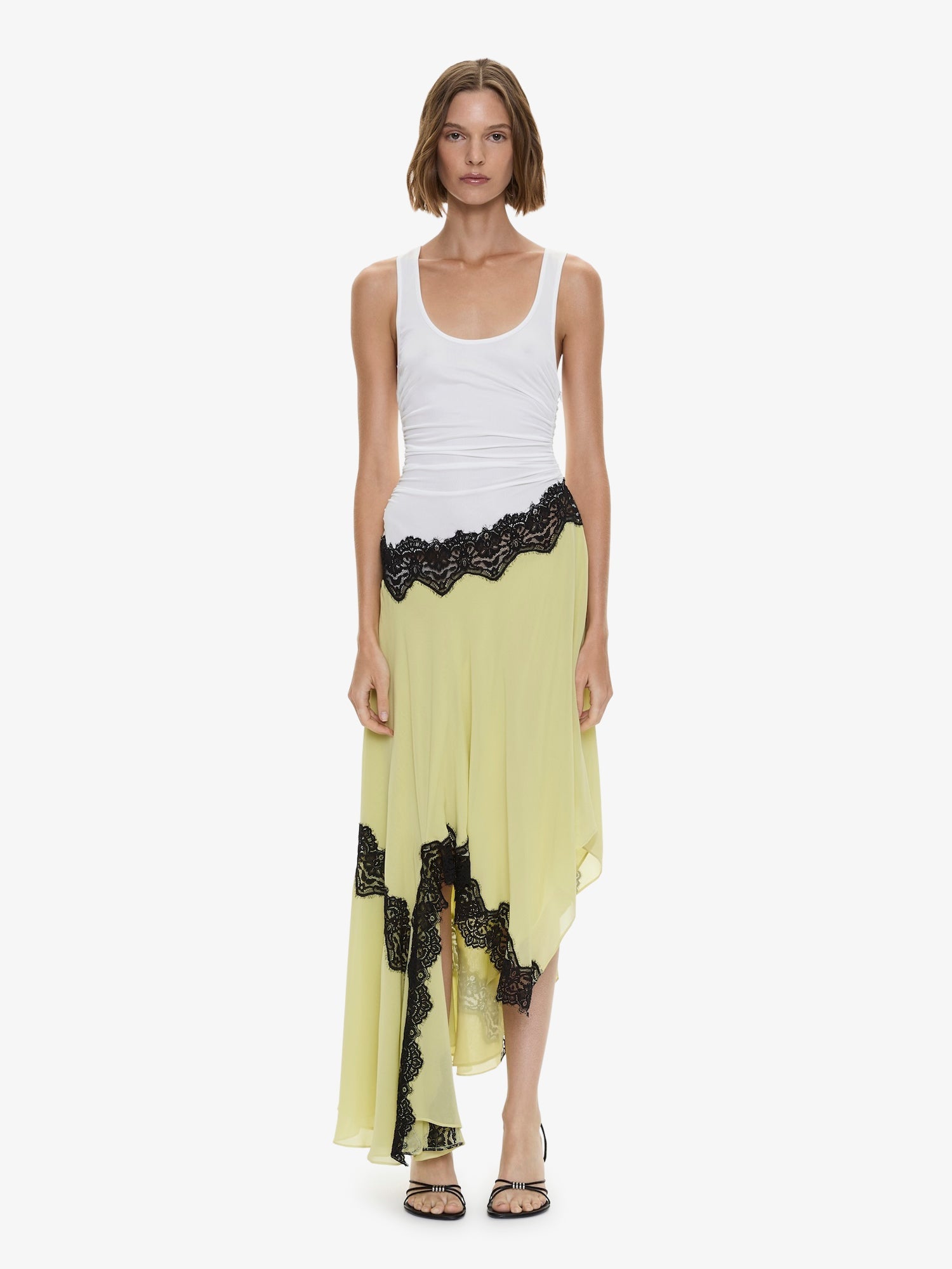 Image of Dresses. Product name - Cutaway Lace Gathered Tank Dress in Multi colour by brand - CHRISTOPHER ESBER