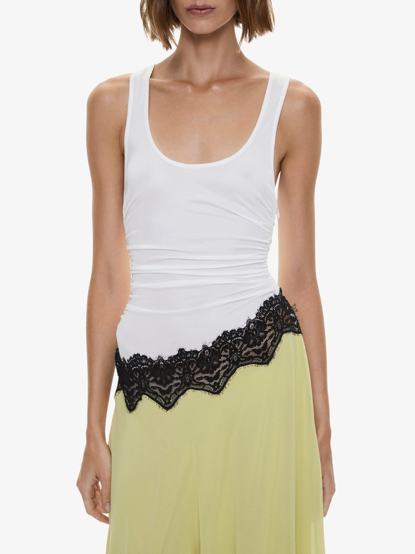 CHRISTOPHER ESBER Cutaway Lace Gathered Tank Dress (Multi)