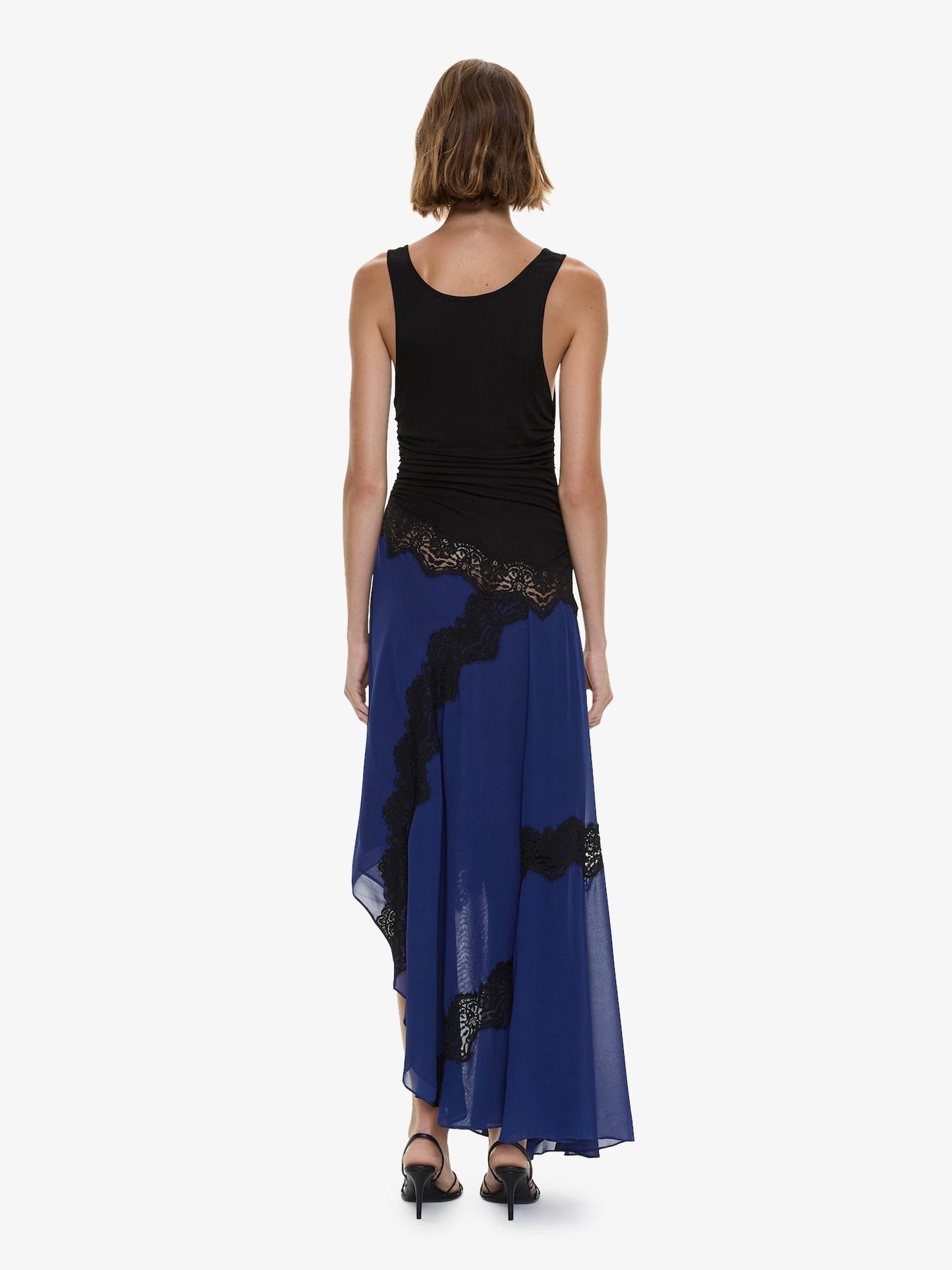 Christopher Esber Cutaway Lace Gathered Tank Dress (Black)