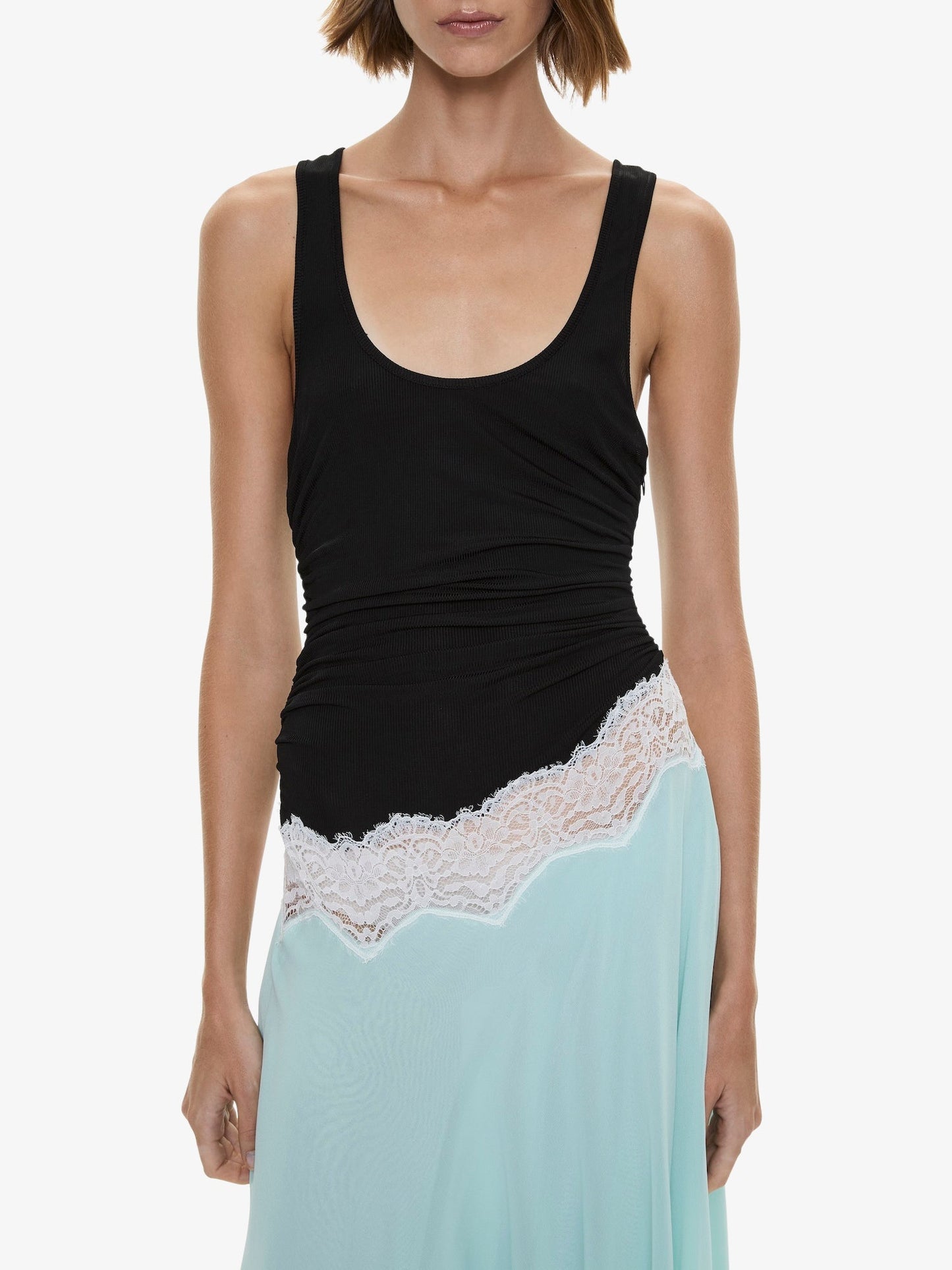 Christopher Esber Cutaway Lace Gathered Tank Dress (Multi)