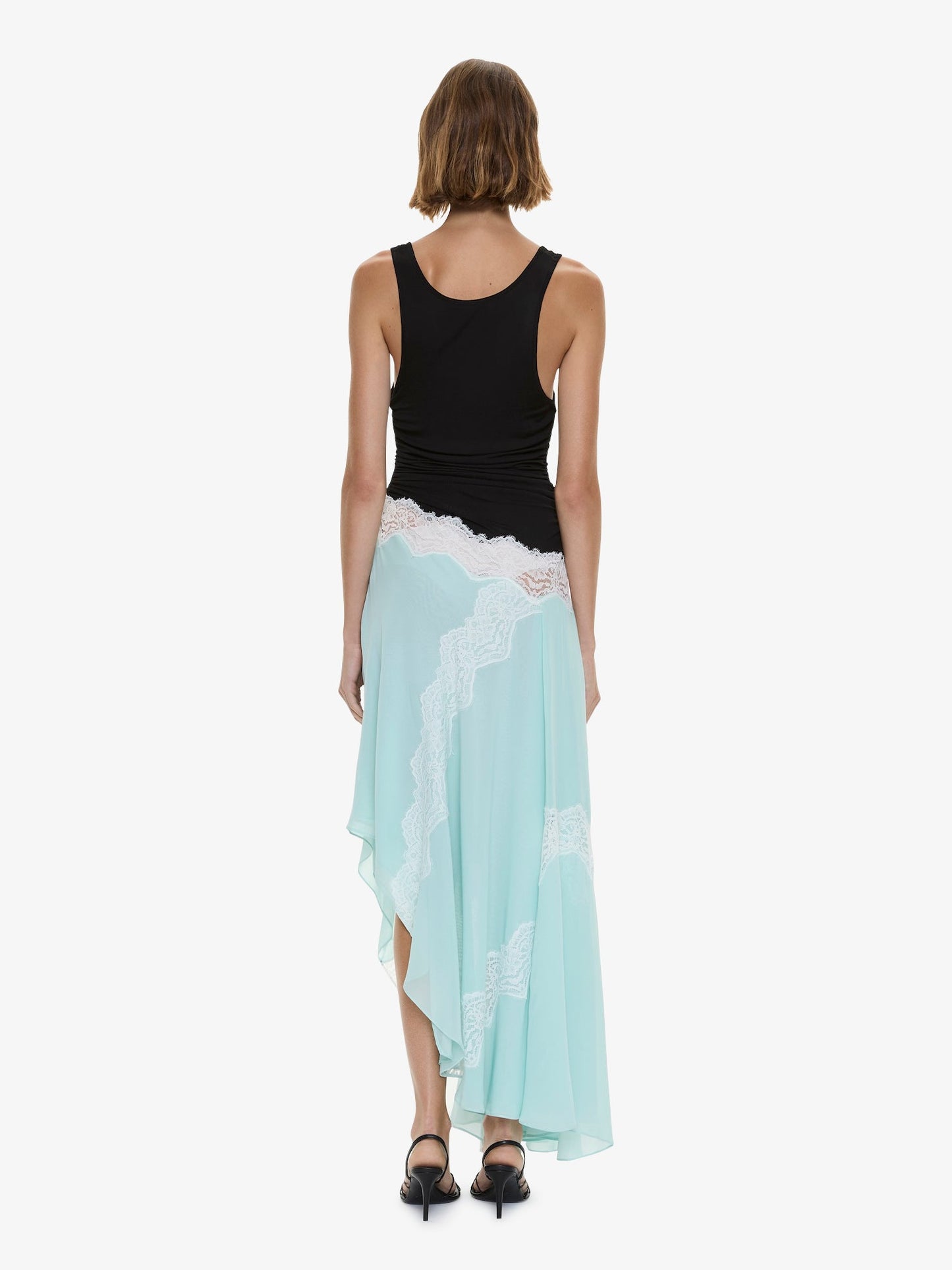 Christopher Esber Cutaway Lace Gathered Tank Dress (Multi)