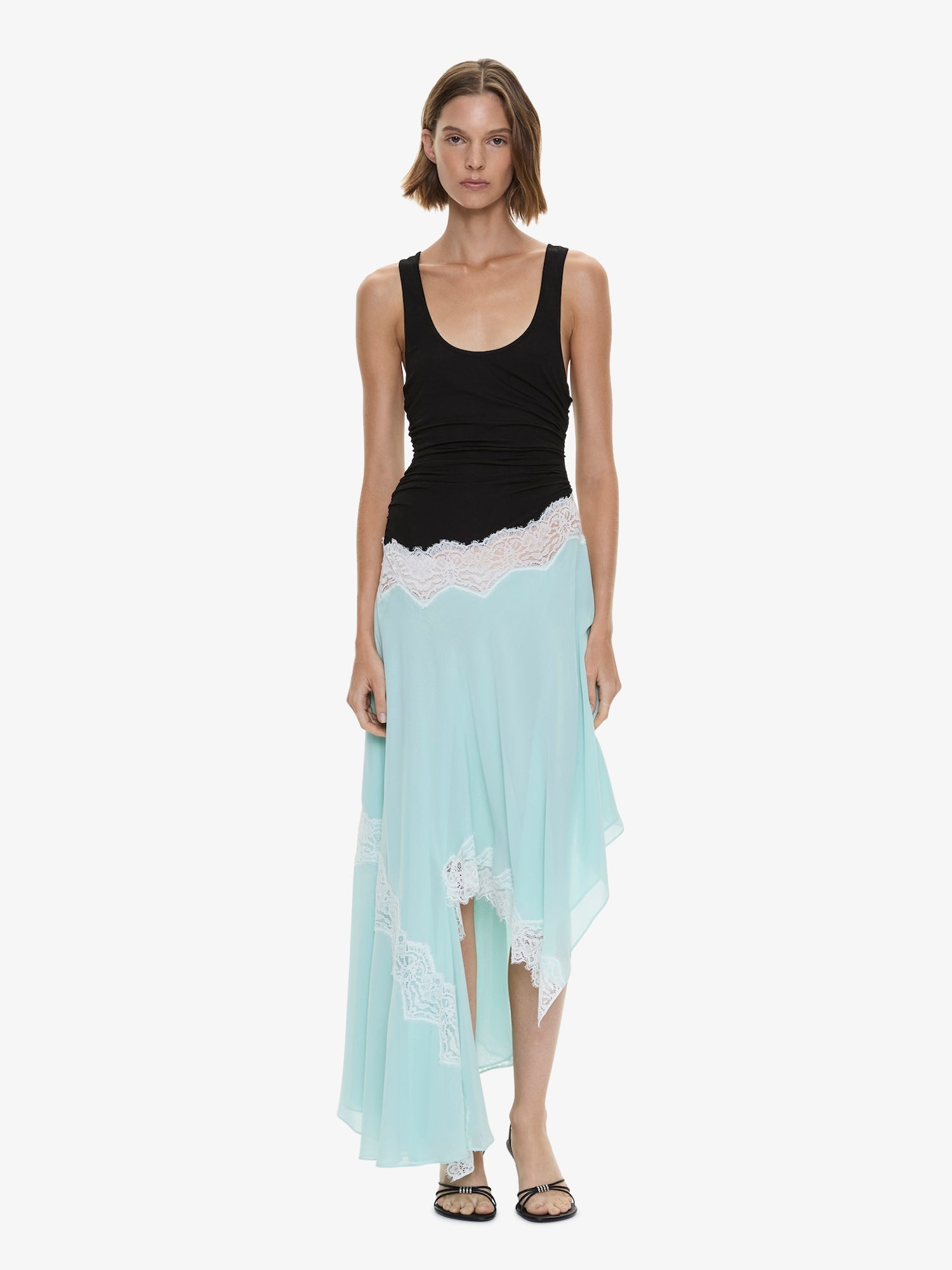 Image of Dresses. Product name - Cutaway Lace Gathered Tank Dress in Multi colour by brand - Christopher Esber