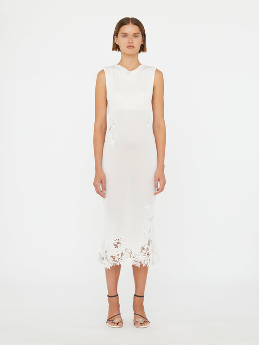 Image of Dresses. Productname: Christopher Esber Hibiscus Embroidered Rib Dress in White colour by brand - Christopher Esber
