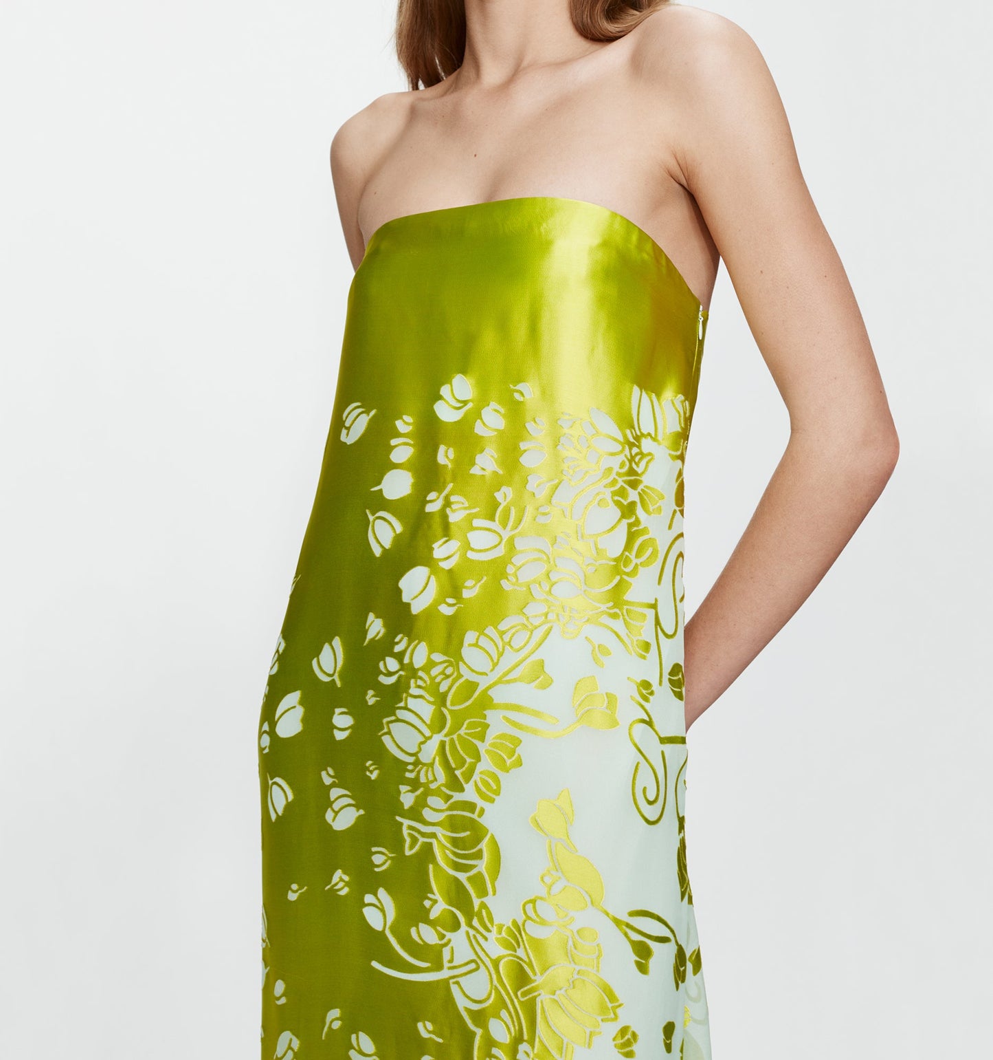 Christopher Esber Burnout Strapless Dress (Green)