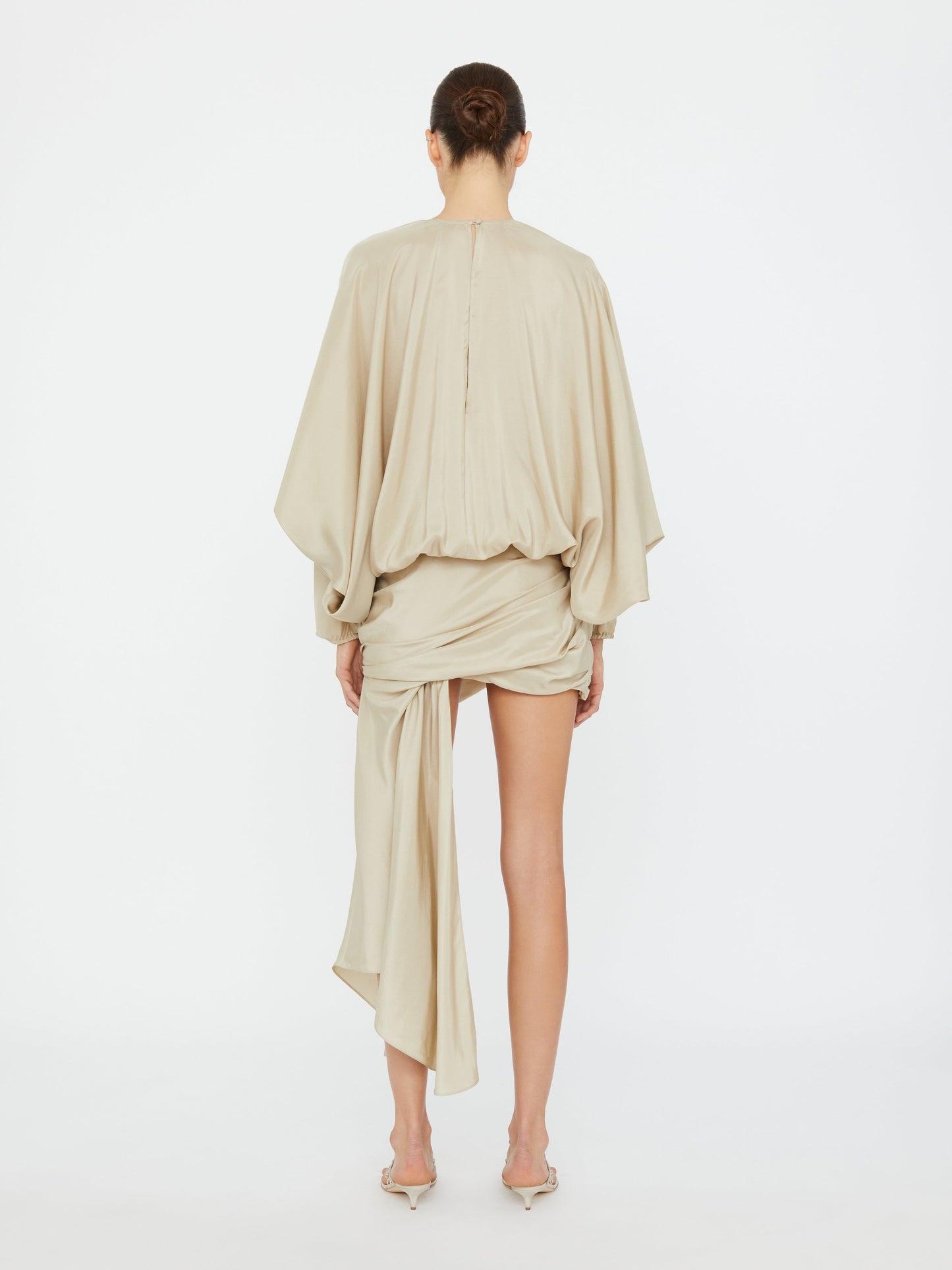 Christopher Esber Parachute Silk Drape Mini Dress (Stone)