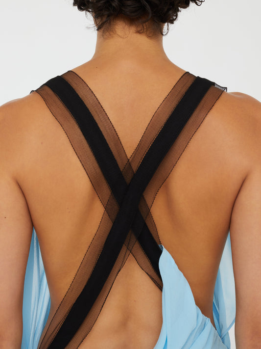 Christopher Esber Framed Floating Silk Dress (Cyanic)