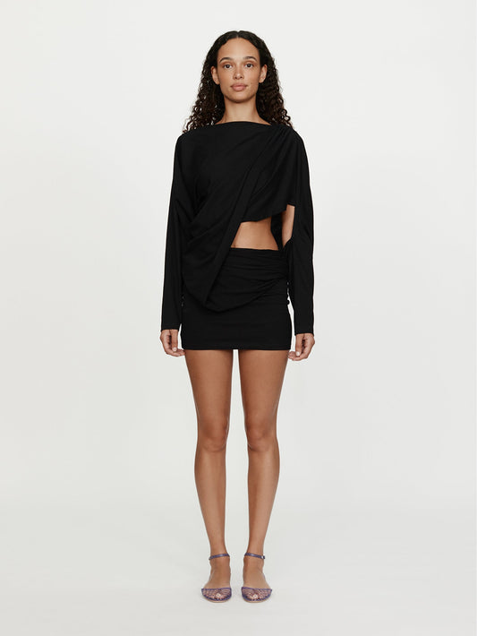 Image of Dresses. Productname: Christopher Esber Aiba Draped Cotton Jersey Long Sleeve Dress in Black colour by brand - Christopher Esber