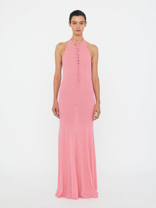 Image of Dresses. Productname: Christopher Esber Beach Quartz Halter Dress in Pink colour by brand - Christopher Esber