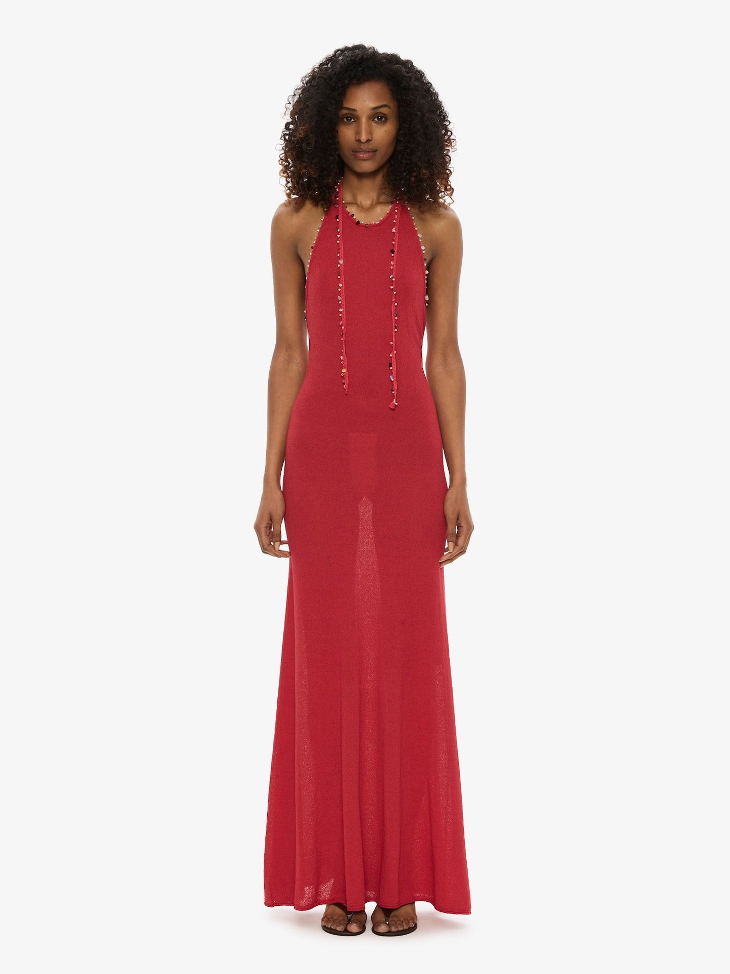 Image of Dresses. Product name - Beach Quartz Halter Dress in Red colour by brand - CHRISTOPHER ESBER