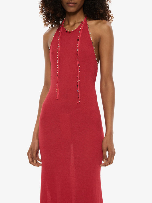 CHRISTOPHER ESBER Beach Quartz Halter Dress (Red)