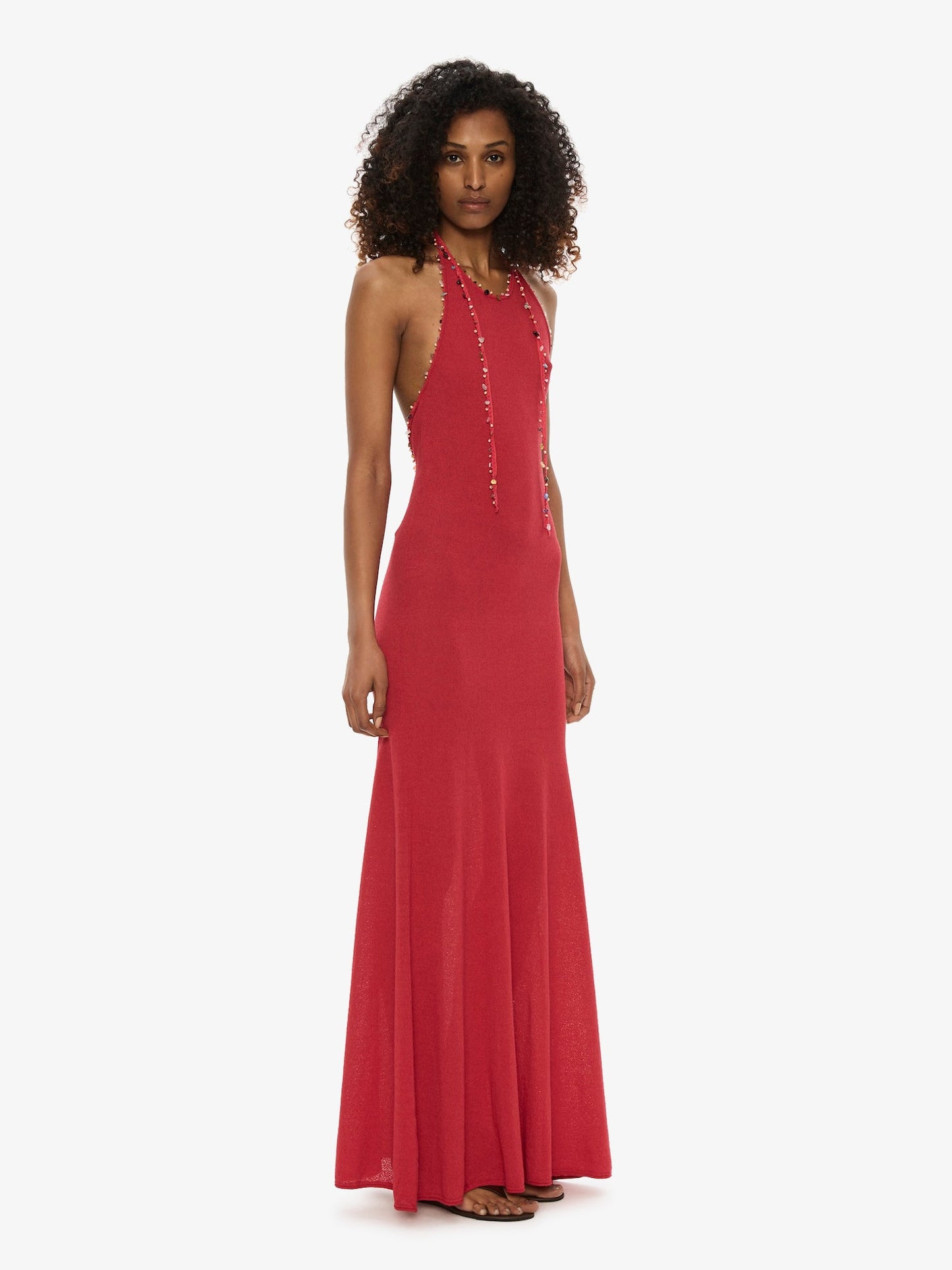 CHRISTOPHER ESBER Beach Quartz Halter Dress (Red)
