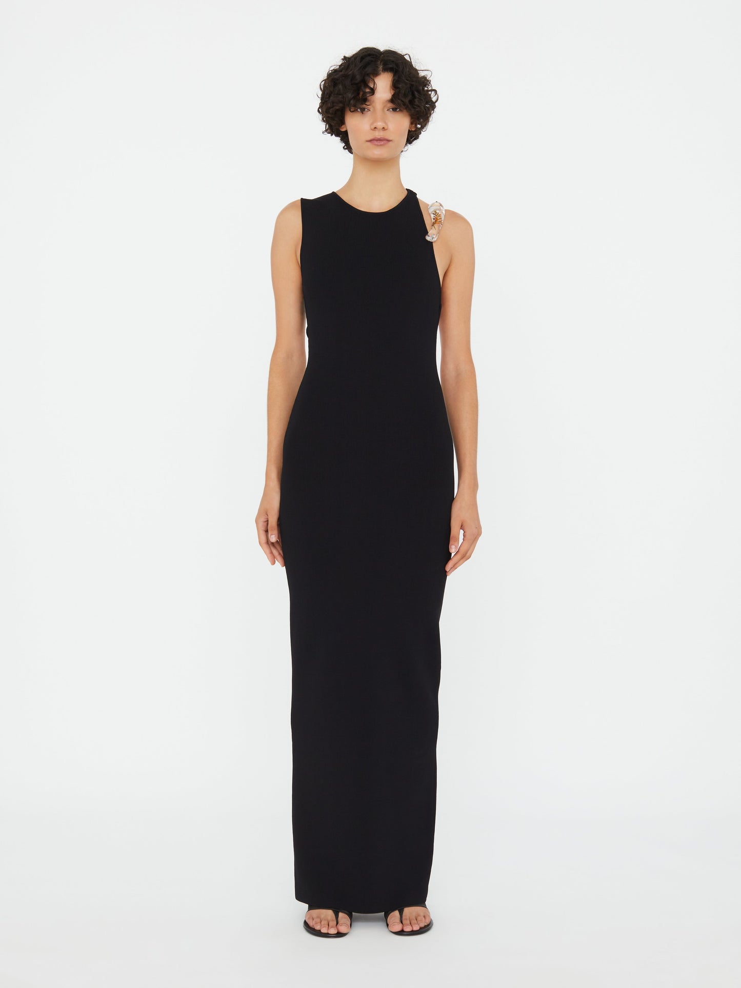 Christopher Esber Encased Nature Resin Knit Column Dress (Black)