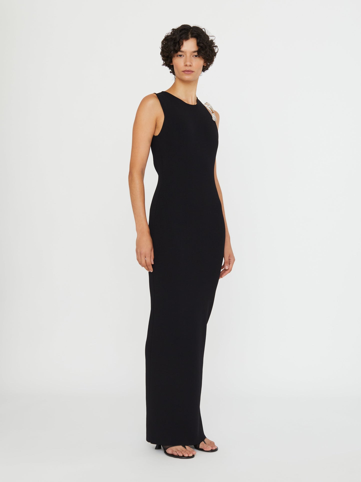 Christopher Esber Encased Nature Resin Knit Column Dress (Black)