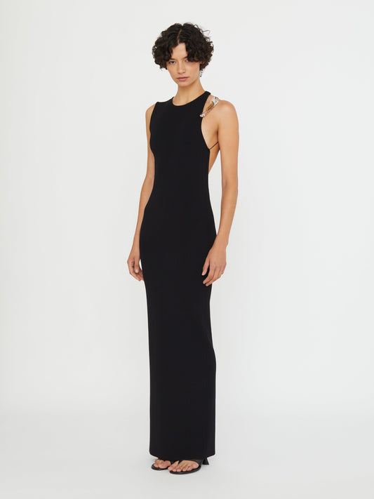 Image of Dresses. Productname: Christopher Esber Encased Nature Resin Knit Column Dress in Black colour by brand - Christopher Esber