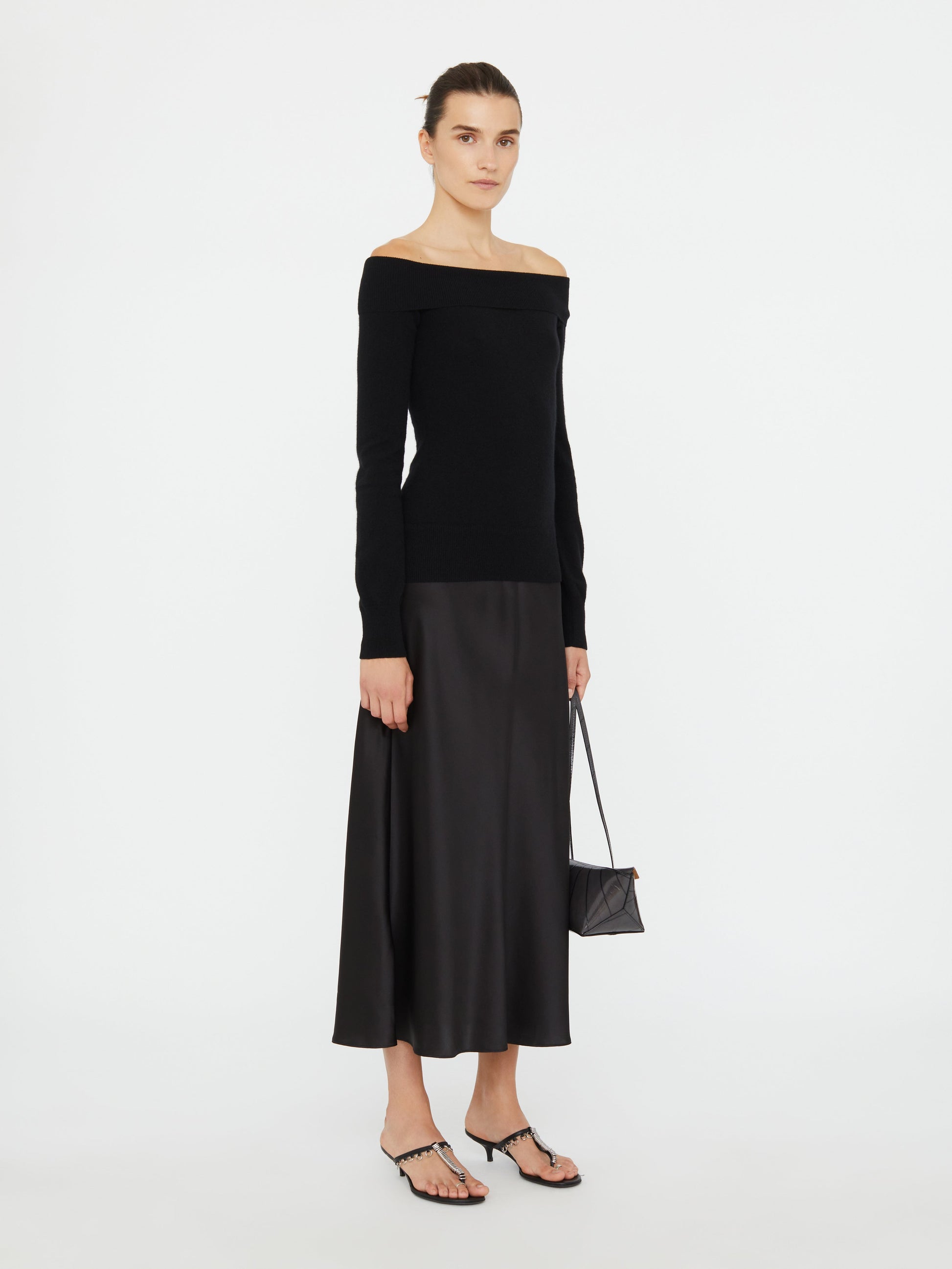 Image of Dresses. Productname: Christopher Esber Shoulderless Cashmere Monument Dress in Black colour by brand - Christopher Esber