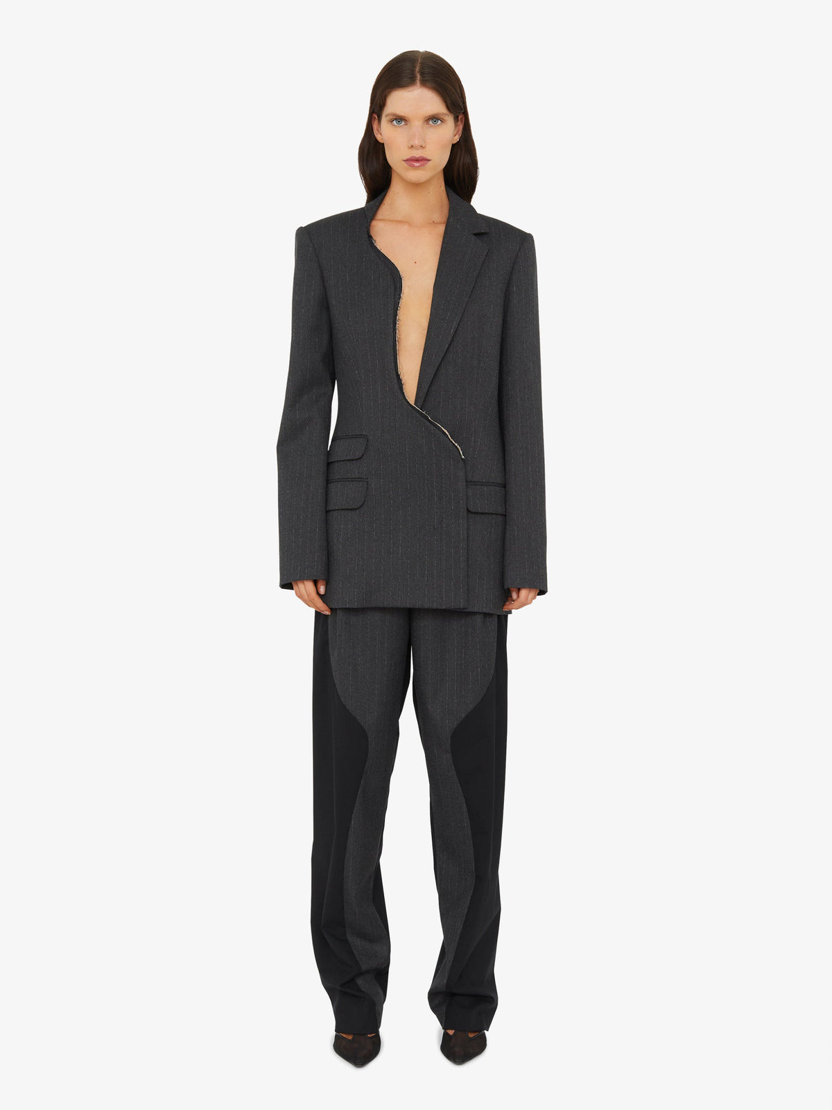 Image of Coats & Jackets. Product name - Torrent Pinstripe Blazer in Stripe colour by brand - Christopher Esber